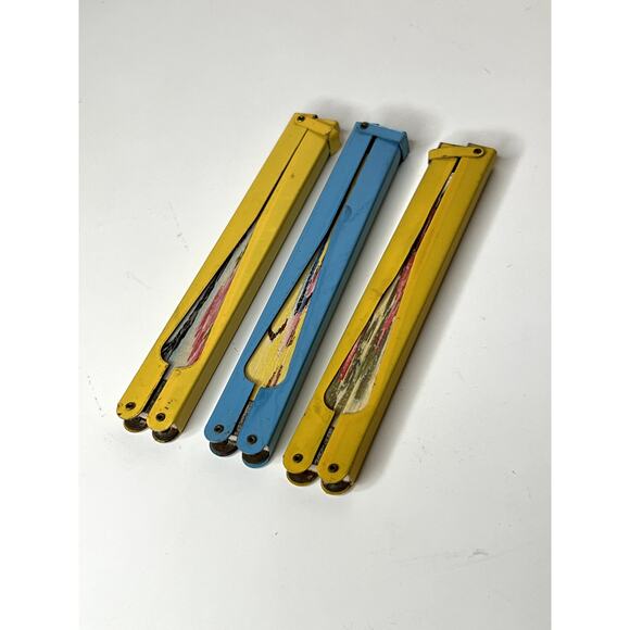 Vintage 1949-1960 PRC Set of 3 Paper Hand Fans Folding Bird Flowers Metal Handle - Picture 10 of 10